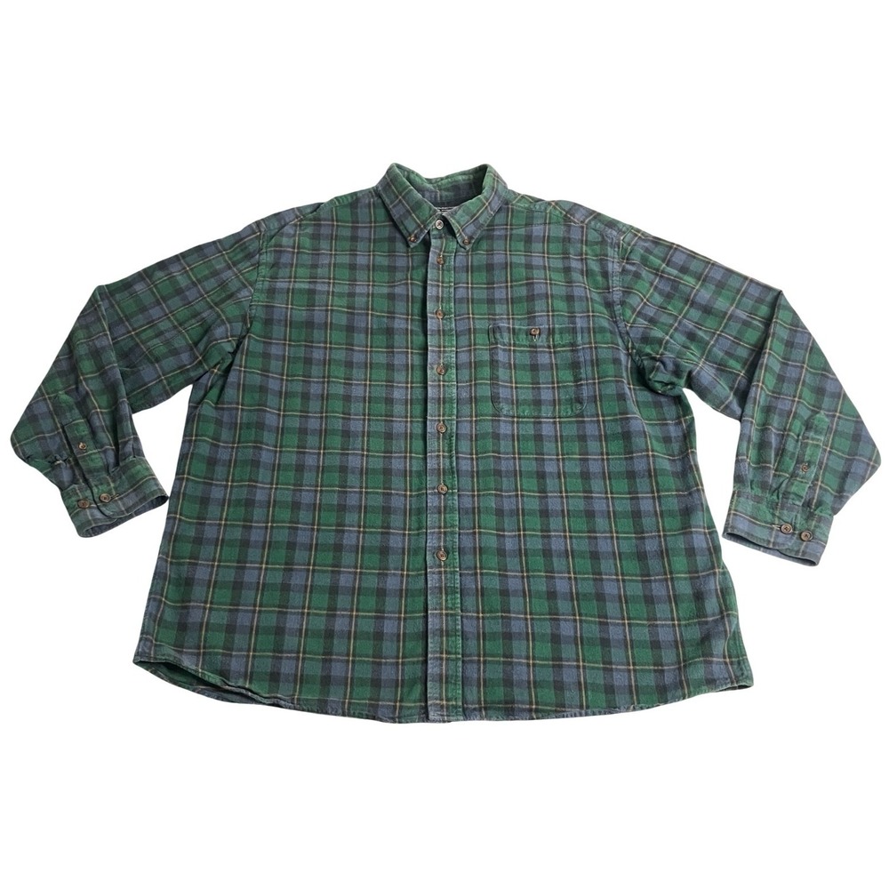 Roundtree & Yorke Outdoors Portuguese Flannel Shirt Men XL Plaid Workwear Grunge